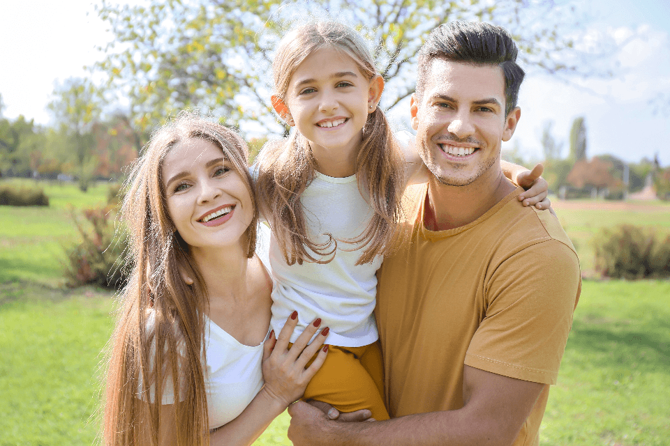 Happy family outdoors